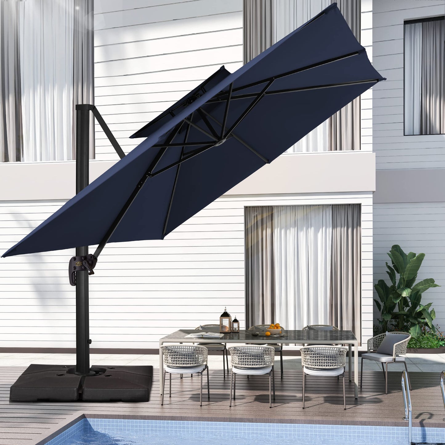 Parasol de patio carré en porte-à-faux 9FT Marine 