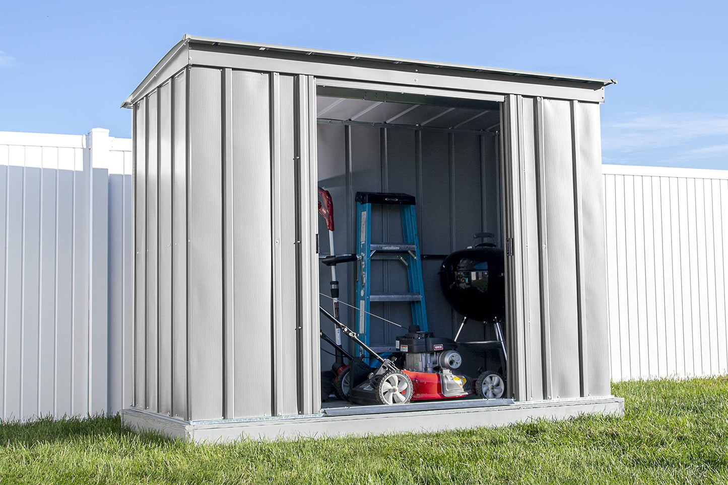 Arrow Shed Classic 8' x 4' Hangar de rangement extérieur cadenassable en acier, gris flûte 8' x 4' 