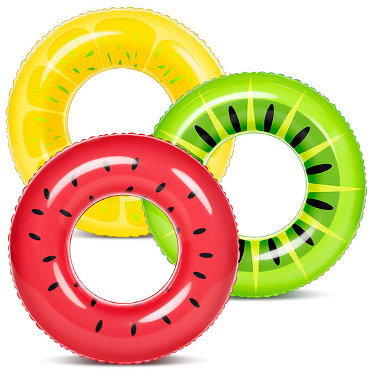 JOYIN 3 Pack Inflatable Pool Floats for Kids Adults, Fruits Swim Tube Pool Rings Swimming Rings Floaties for Swimming Pool Party Decorations Fruit