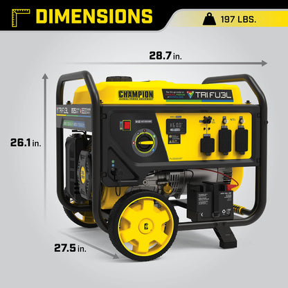 Champion Power Equipment 201169 Générateur portatif tri-carburant 8 125/6 500 watts avec bouclier CO 