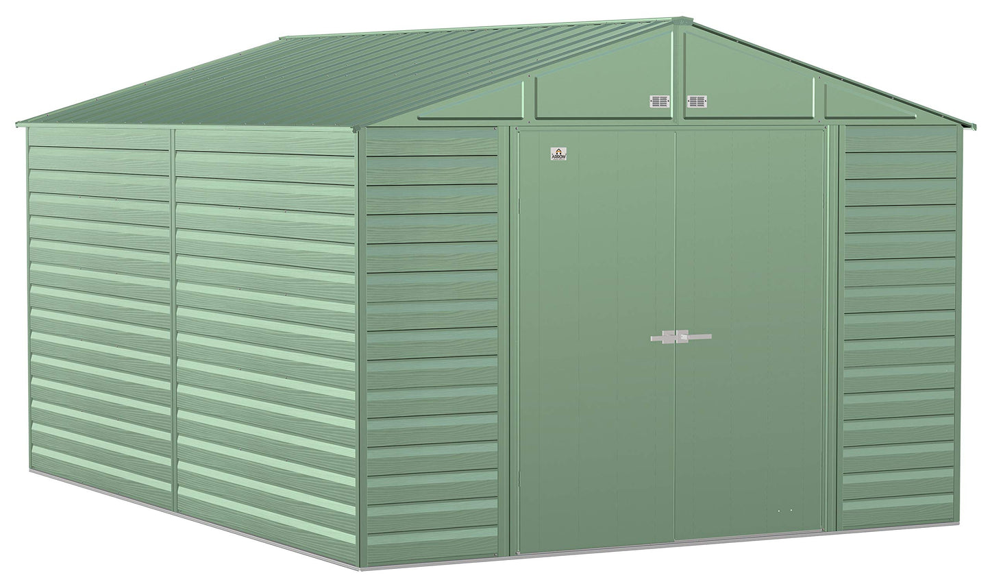 Arrow Shed Select 10' x 14' Outdoor Lockable Steel Storage Shed Building, Sage Green