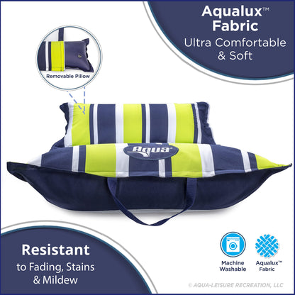 Aqua Original Monterey Hamac 4 en 1 Flotteur de piscine et hamac d'eau – Flotteurs de piscine gonflables polyvalents pour adultes – Matériau PVC épais et antiadhésif breveté Hamac bleu marine et vert