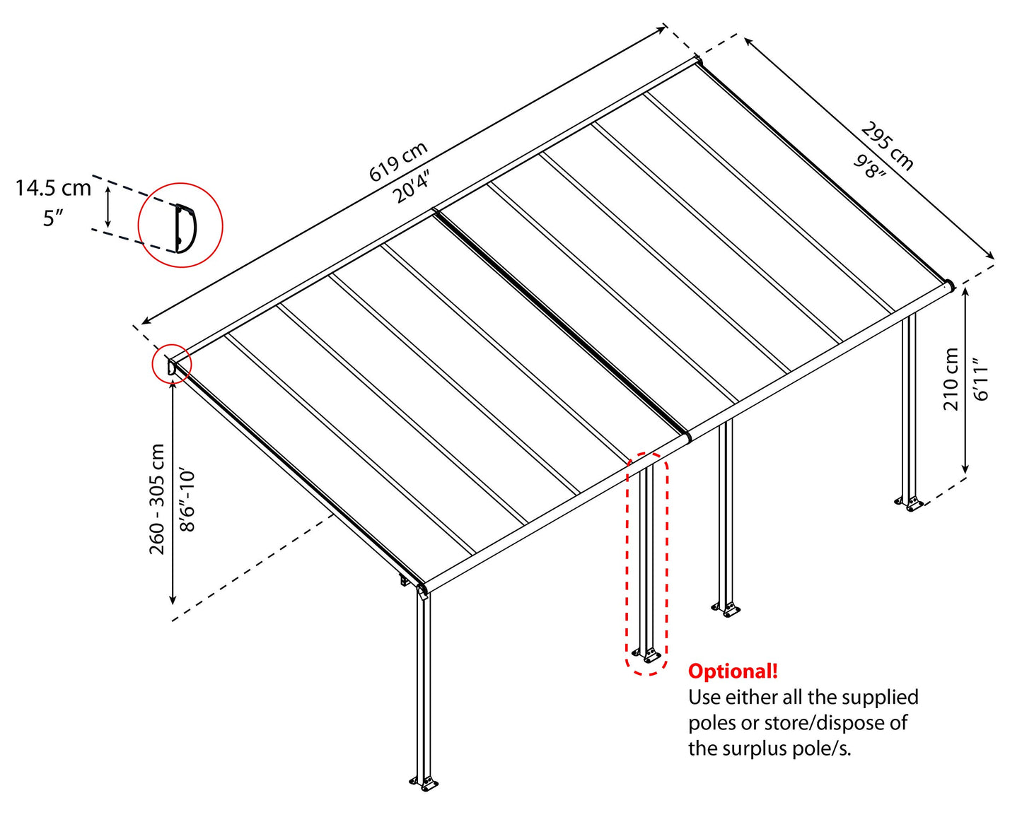 Palram - Canopia Olympia Patio Cover - 10' x 20' - Gray/Bronze 10’ x 20’