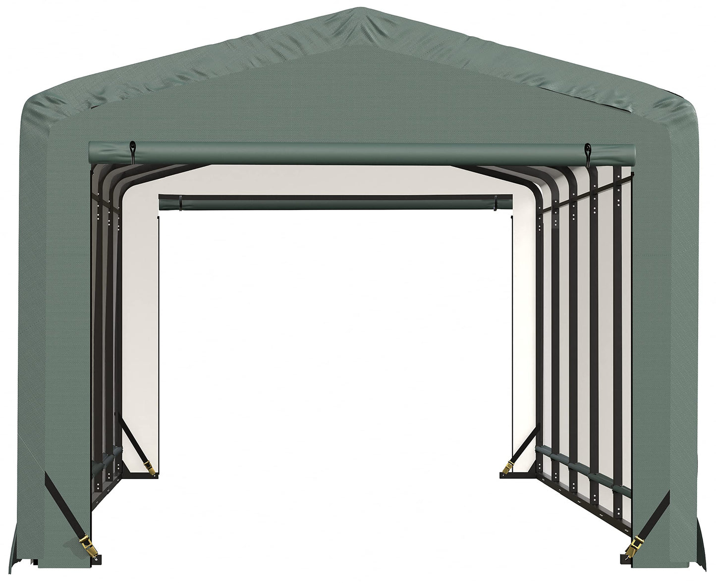 ShelterLogic ShelterTube Abri de garage et de stockage, 10' x 27' x 8', cadre en acier robuste, boîtier résistant au vent et à la neige, vert 10' x 27' x 8' 