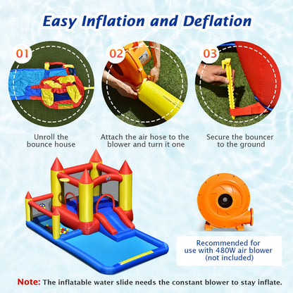 BOUNTECH Inflatable Water Bounce House, Giant Waterslide Park for Kids Backyard Fun Wet and Dry w/Splash Pool, Blow up Water Slides Inflatables for Kids and Adults Outdoor Party Gifts Castle without 480W Air Blower