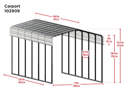 Abri d'auto Arrow, 10 pi x 29 pi x 9 pi Coquille d'oeuf 10' x 29' x 9' 