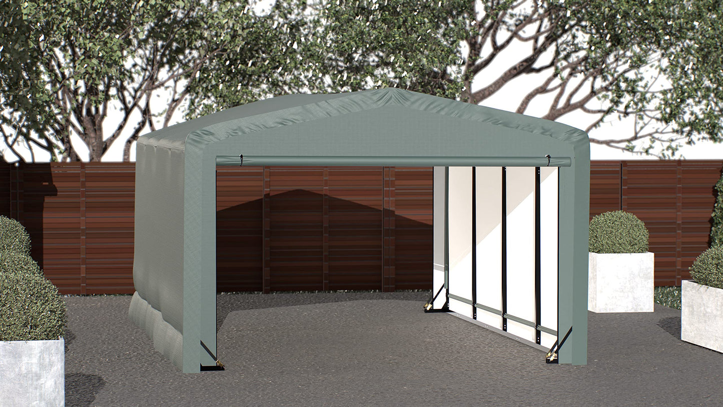 ShelterLogic ShelterTube Abri de garage et de stockage, 12' x 18' x 8', cadre en acier robuste, boîtier résistant au vent et à la neige, vert 12' x 18' x 8' 