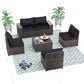 ALAULM Patio Furniture Sets 6 Pieces Patio Sectional Outdoor Furniture Patio Sofa Chairs Set - Black