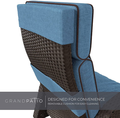 Ensemble de 2 fauteuils inclinables d'extérieur Grand Patio, chaises de patio inclinables en osier toutes saisons, table d'appoint rabattable, fauteuil inclinable, bleu paon bleu paon 2 pièces 2 pièces