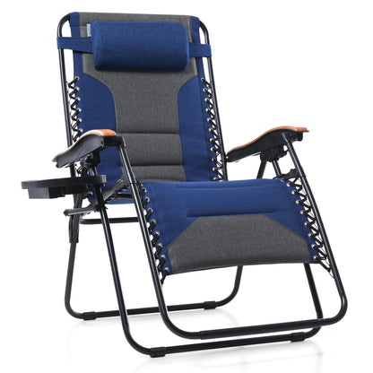 PHI VILLA Oversize XL Rembourré Zero Gravity Lounge Chair Large Accoudoir Inclinable Réglable avec Porte-gobelet, Support 400 LBS (Pouce Bleu) Pouce Bleu-surdimensionné 1-Pack