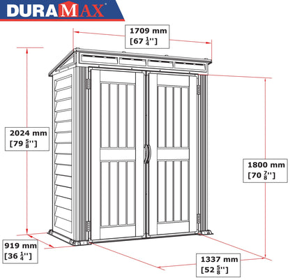 Duramax 05325 Yardmate Plus Pent Abri de rangement extérieur en vinyle Anthracite et Adobe 