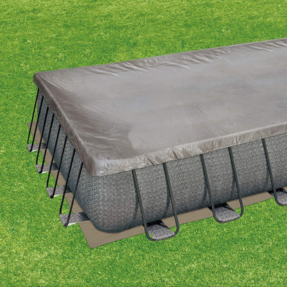 Summer Waves P42412521 Elite 24 Foot x 12 Foot x 52 Inch Outdoor Frame Above Ground Swimming Pool Set w/Filter Pump, Cover, Ladder, & Ground Cloth Gray