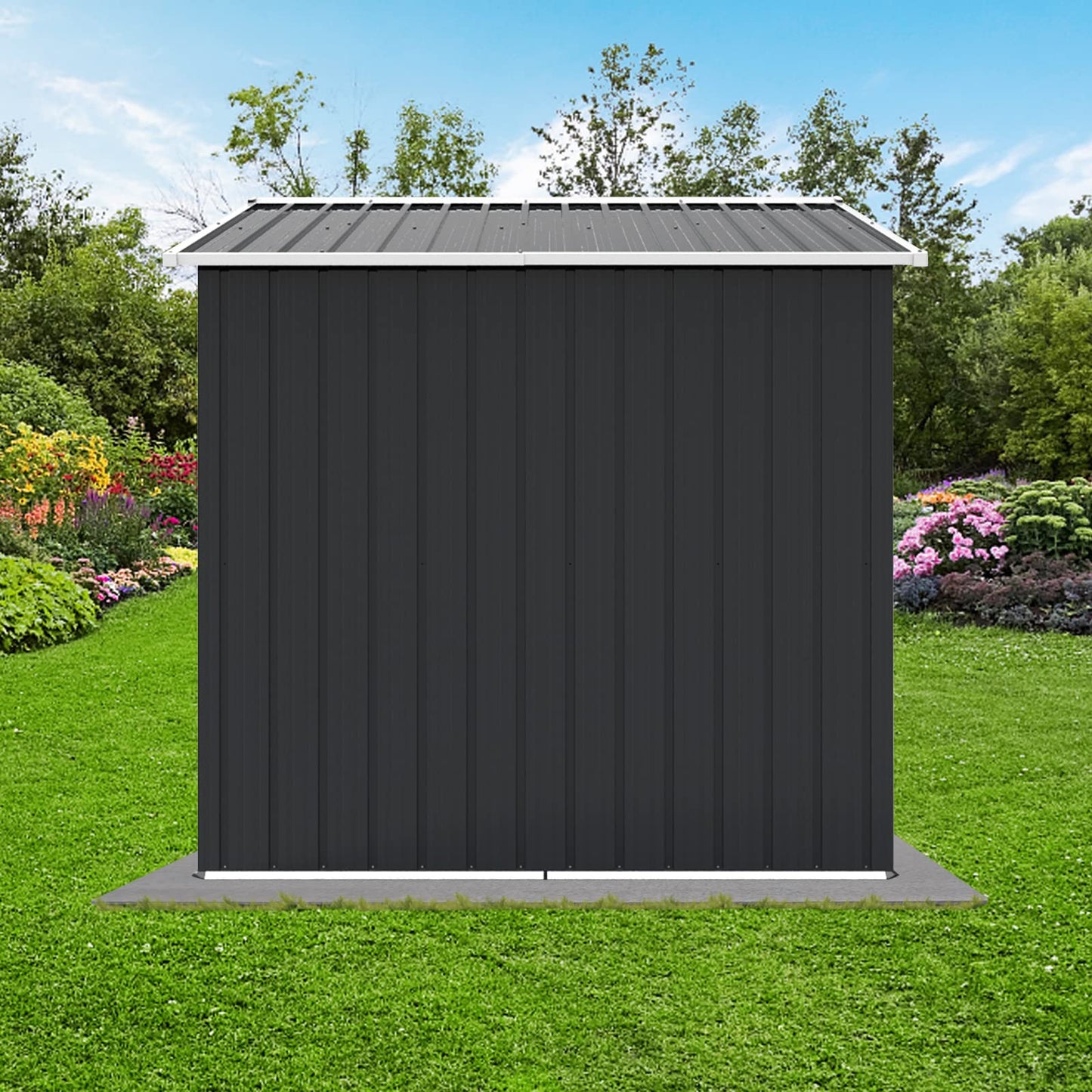 Evedy 8 x 6FT Sheds & Outdoor Storage,Metal Storage Shed,Patio Storage Cabinet Waterproof with Lockable Doors Garden Tool Shed Galvanized Steel Outdoor Storage Cabinet for Backyard, Patio, Lawn 8 x 6 FT Black