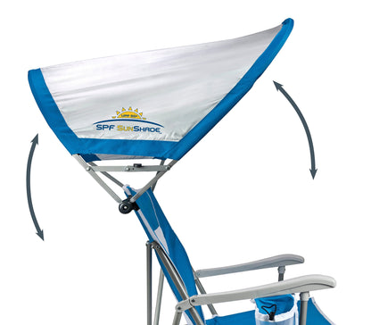 GCI Outdoor Waterside SunShade Captain's Beach Chair &amp; Chaise de camping en plein air avec auvent