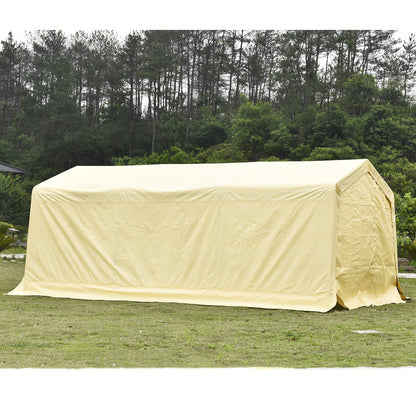 Wonline Carport Auto Shelter 10x20x8ft Portable Outdoor Car Garage Storage Shed Canopy for Cars Sand Beige square