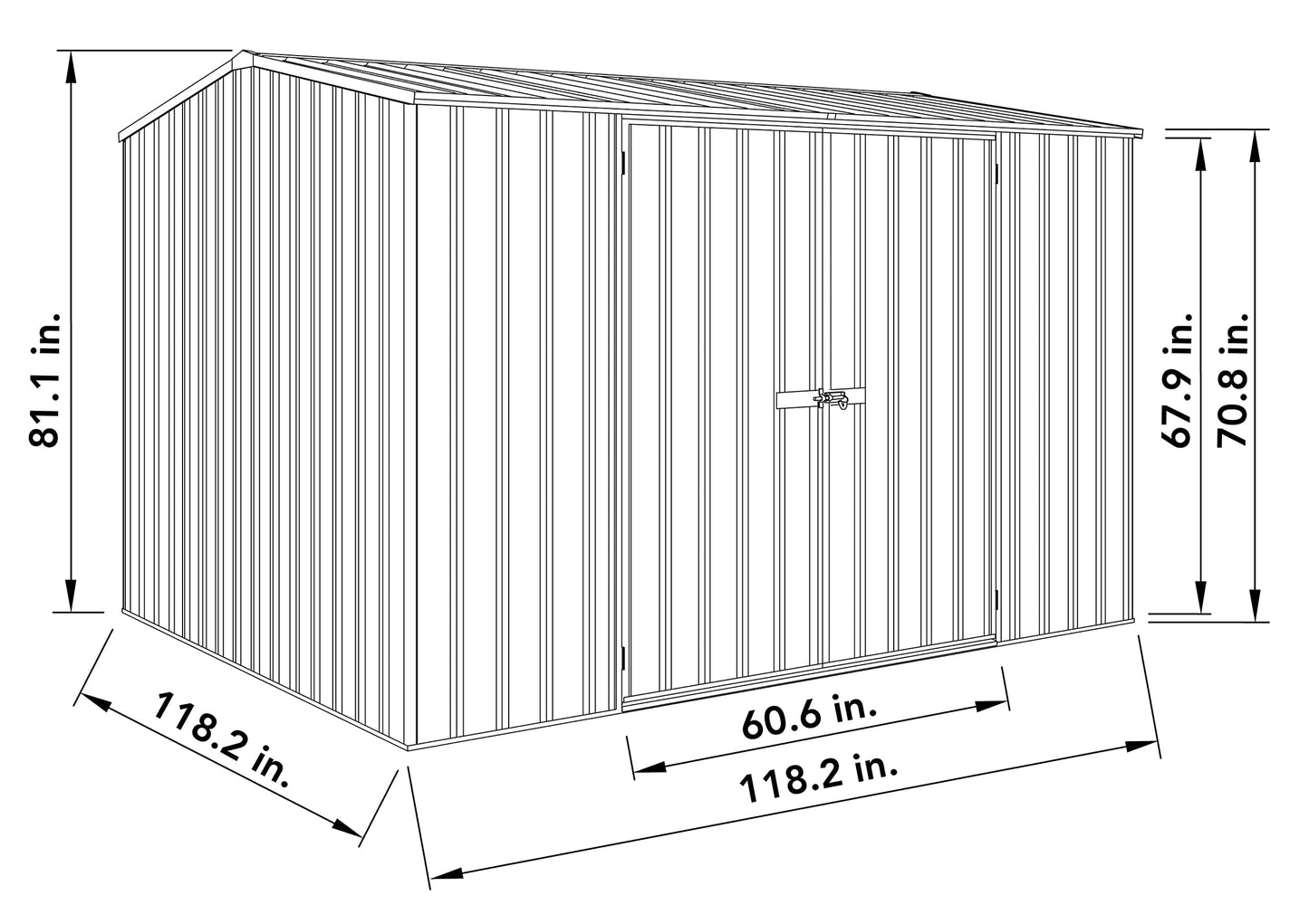 ABSCO Premier 10 x 10 pi. Hangar de rangement en métal, hangar à outils utilitaire en aluminium et en acier, rangement extérieur pour jardin, patio de pelouse, 100 m². Pi, gris monument (MN30302GK-PTX) 10'x10' 