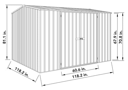 ABSCO Premier 10 x 10 pi. Hangar de rangement en métal, hangar à outils utilitaire en aluminium et en acier, rangement extérieur pour jardin, patio de pelouse, 100 m². Pi, gris monument (MN30302GK-PTX) 10'x10' 