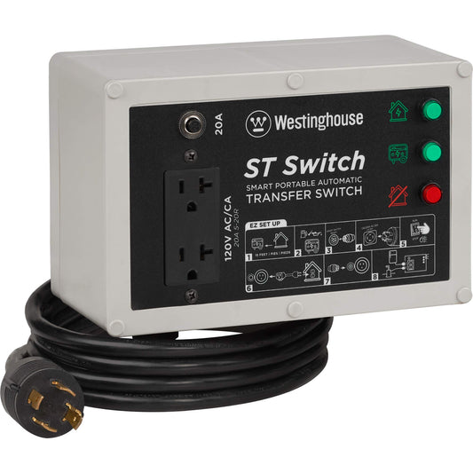 Westinghouse Outdoor Power Equipment ST Switch with Smart Portable Automatic Transfer Technology Black and White Smart Transfer Switch