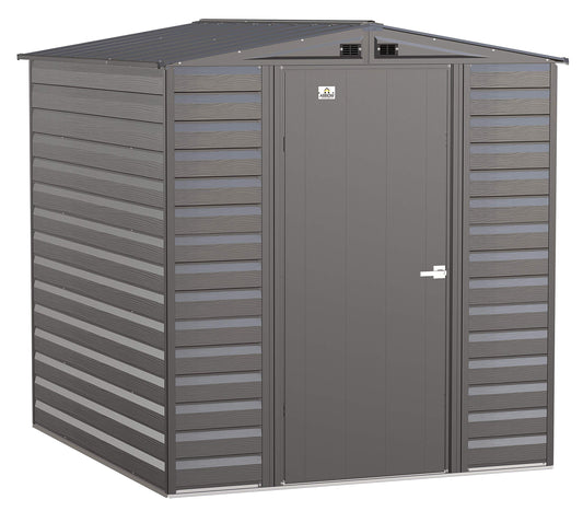 Arrow Shed Select 6' x 7' Outdoor Lockable Steel Storage Shed Building, Charcoal