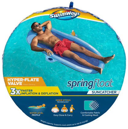 SwimWays Spring Float SunCatcher Chaise longue de piscine avec valve hyper plate Bleu