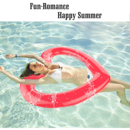 MoKo Flotteur de Piscine Gonflable pour Enfants Adultes, Dégagement Anneau de Bain en Forme de Coeur 120 cm de Diamètre Tube de Natation d'été Amusement à la Plage Piscine Jouets Cercle de Natation Rouge