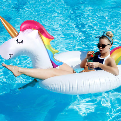 FindUWill 2 Pack 42'' Inflatable Pool Floats Flamingo Unicorn Swim Tube Rings, Beach Floaties, Swimming Toys, Lake and Beach Floaty Summer Toy, Pool Float Raft Lounge for Adults Kids (01) Flamingo and Unicorn Pool Floats