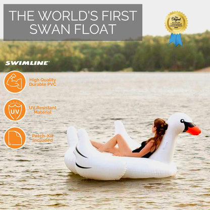 SWIMLINE Original Giant Ride On Inflatable Pool Float Lounge Series | Flotteurs W/jambes stables ailes grand gonflement ridable été plage natation fête grand radeau tube décoration Tan jouets pour enfants adultes cygne original