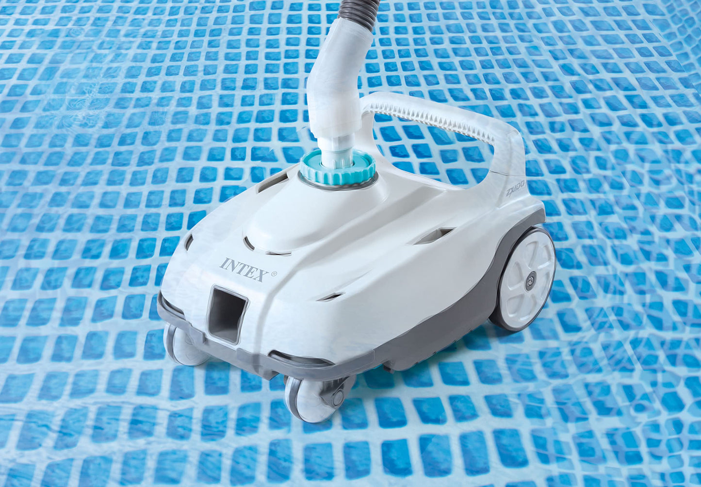 INTEX 28006E ZX100 Pressure-Side Above Ground Automatic Pool Cleaner: For Bigger Pools – Cleans Pool Floor – Removes Debris – Removable Filter Tray – 21ft Tangle Free Hose