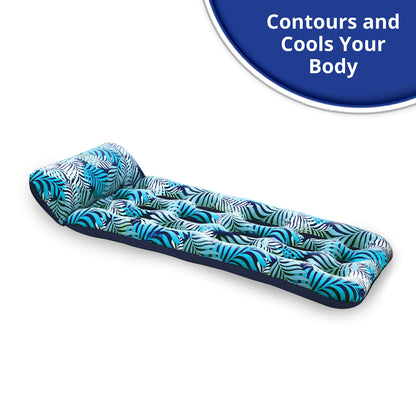 Salon de contour gonflable Aqua 18 poches, tissu de luxe, flotteur de piscine bronzant, très résistant, Blue Ferns 18 Pocket Lounge Blue Fern 72"L