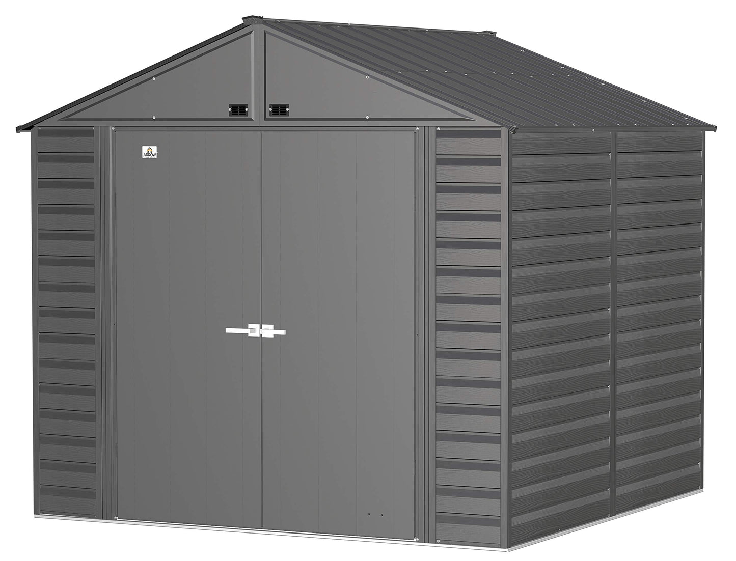 Arrow Shed Select 8' x 8' Outdoor Lockable Steel Storage Shed Building, Charcoal