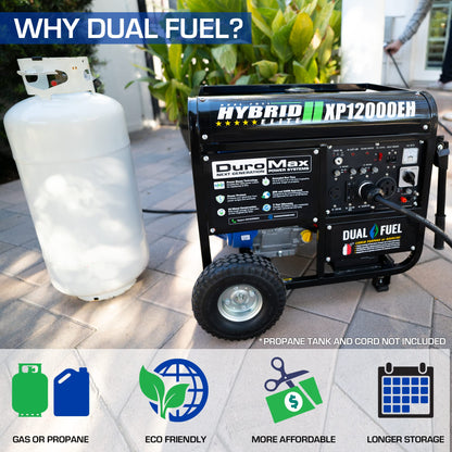 DuroMax XP12000EH Générateur double carburant - 12 000 watts alimenté au gaz ou au propane 