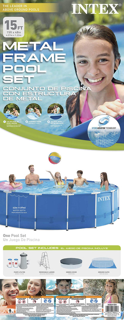 Intex 15'x48" Metal Frame Above Ground Pool Set