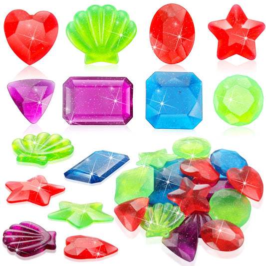 Chalyna 16 Pièces Gemmes de Plongée Jouets de Piscine Grandes Gemmes Acryliques Gros Diamants Gemmes Coffre au Trésor de Pirate Jouets de Natation Sous-Marine d'été pour Anniversaire Piscine Party Favors (Style Vivid) Style Vivid