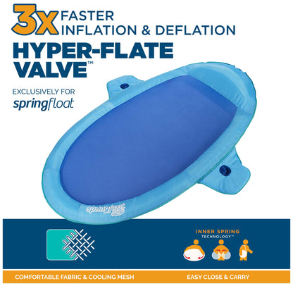 SwimWays Spring Float SunCatcher Chaise longue de piscine avec valve hyper plate Bleu