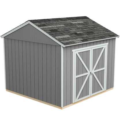 Handy Home Products Rookwood 10x10 Do-It-Yourself Wooden Storage Shed with Floor Brown