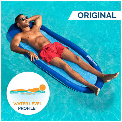 SwimWays Spring Float Original Chaise longue de piscine avec valve hyper plate Bleu