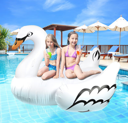 Chaise longue gonflable géante de piscine de cygne de Greenco | Flotteur de piscine cygne géant | Pool Floatie Swan pour les fêtes à la piscine | Jouets aquatiques pour piscine | Flotteurs de piscine gonflables 75"