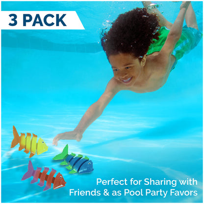 SwimWays Fish Styx Jouets de plongée en forme de poisson pour enfants (lot de 3), jouets de bain et fournitures de fête à la piscine pour enfants de 5 ans et plus Fish Styx Diving Toy-3 Pack