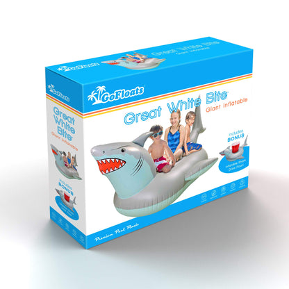 GoFloats 'Great White Bite' Shark Pool Float Party Tube - Radeaux gonflables, adultes et enfants Radeau géant