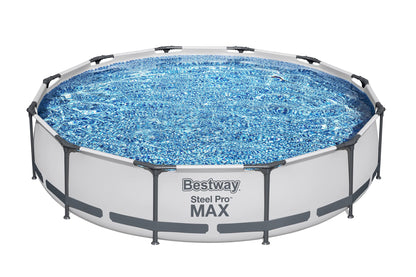 Bestway Steel Pro MAX 12 Foot x 30 Inch Round Metal Frame Above Ground Outdoor Backyard Swimming Pool Set with 330 GPH Filter Pump 12' x 30"