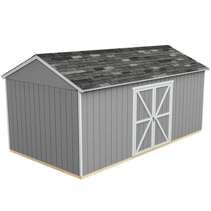 Handy Home Products Rookwood 10x18 Do-It-Yourself Wooden Storage Shed with Floor Brown