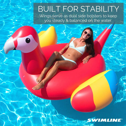 SWIMLINE Original Giant Ride On Inflatable Pool Float Lounge Series | Flotteurs W/jambes stables ailes grand gonflement ridable été plage natation fête grand radeau tube décoration Tan jouets pour enfants adultes perroquet