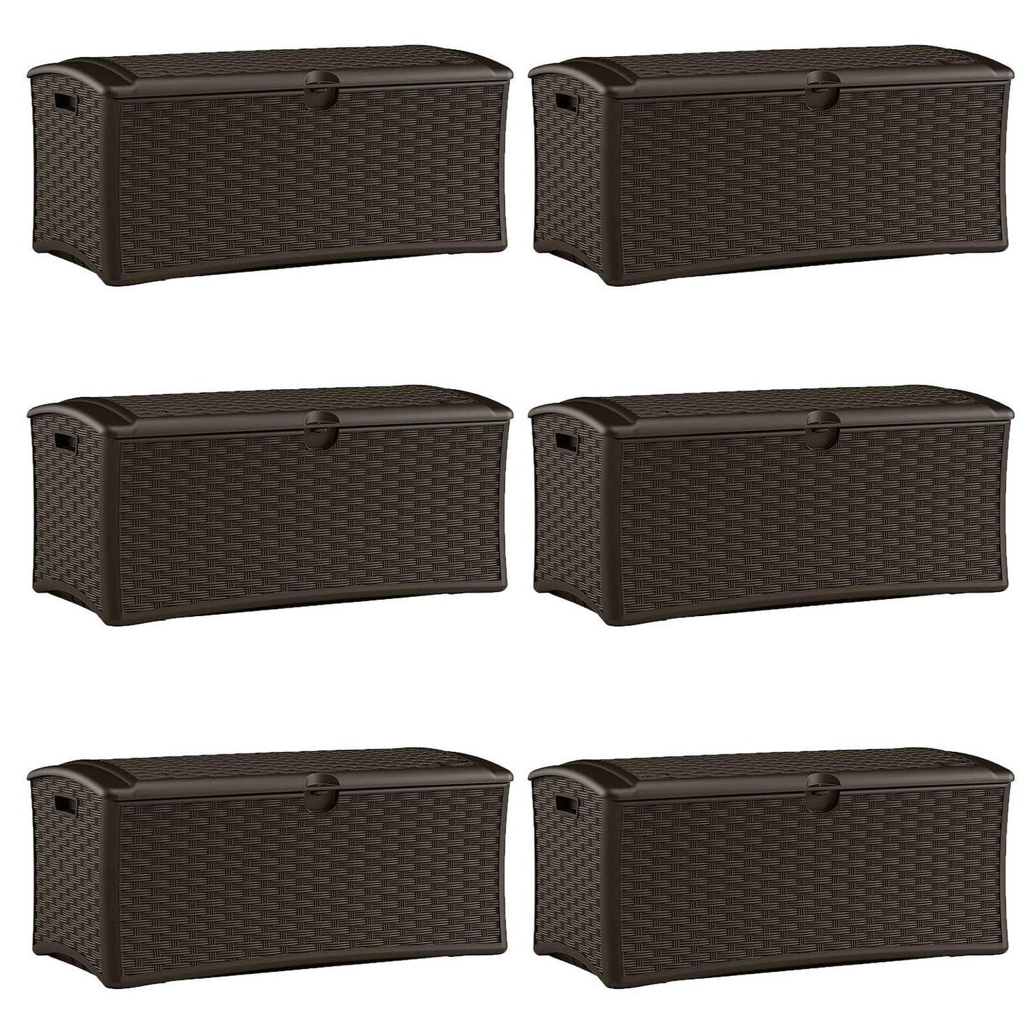 Suncast 72 Gallon Resin Wicker Outdoor Patio Storage Deck Box, Brown (6 Pack) 72 gallon - 6 Pack
