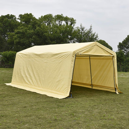 Wonline Carport Auto Shelter 10x20x8ft Portable Outdoor Car Garage Storage Shed Canopy for Cars Sand Beige square