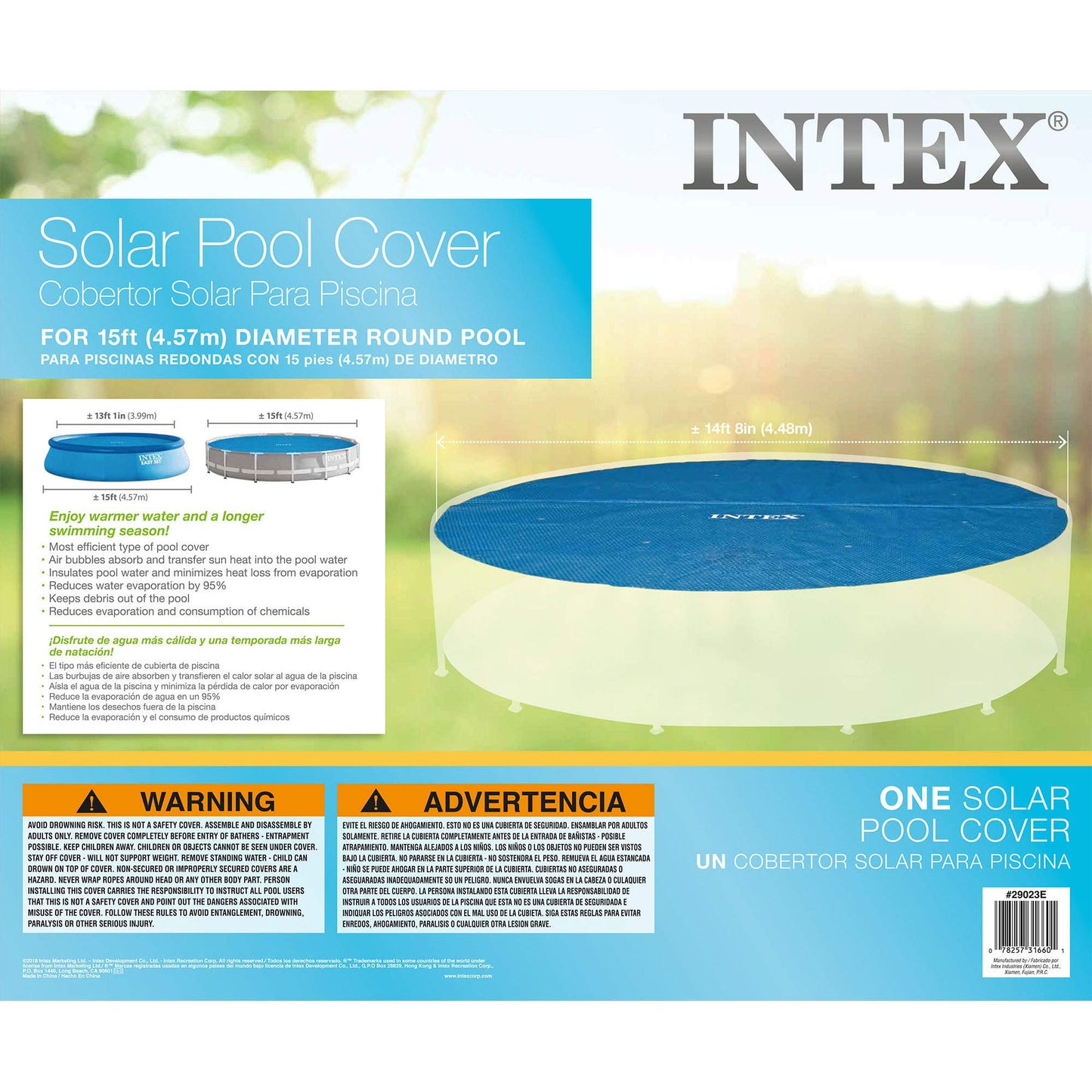 Couverture solaire Intex pour piscines Easy Set et Frame de 15 pieds de diamètre 15 pieds