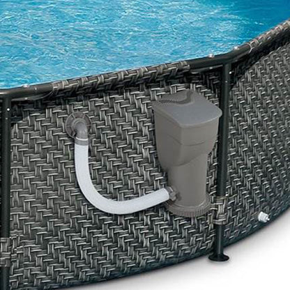 Summer Waves P20012331 Active 12ft x 33in Outdoor Round Frame Above Ground Swimming Pool Set with Skimmer Filter Pump & Filter Cartridge, Gray Wicker