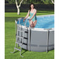 Bestway Power Steel 18' x 9' x 48" Oval Metal Frame Above Ground Outdoor Swimming Pool Set