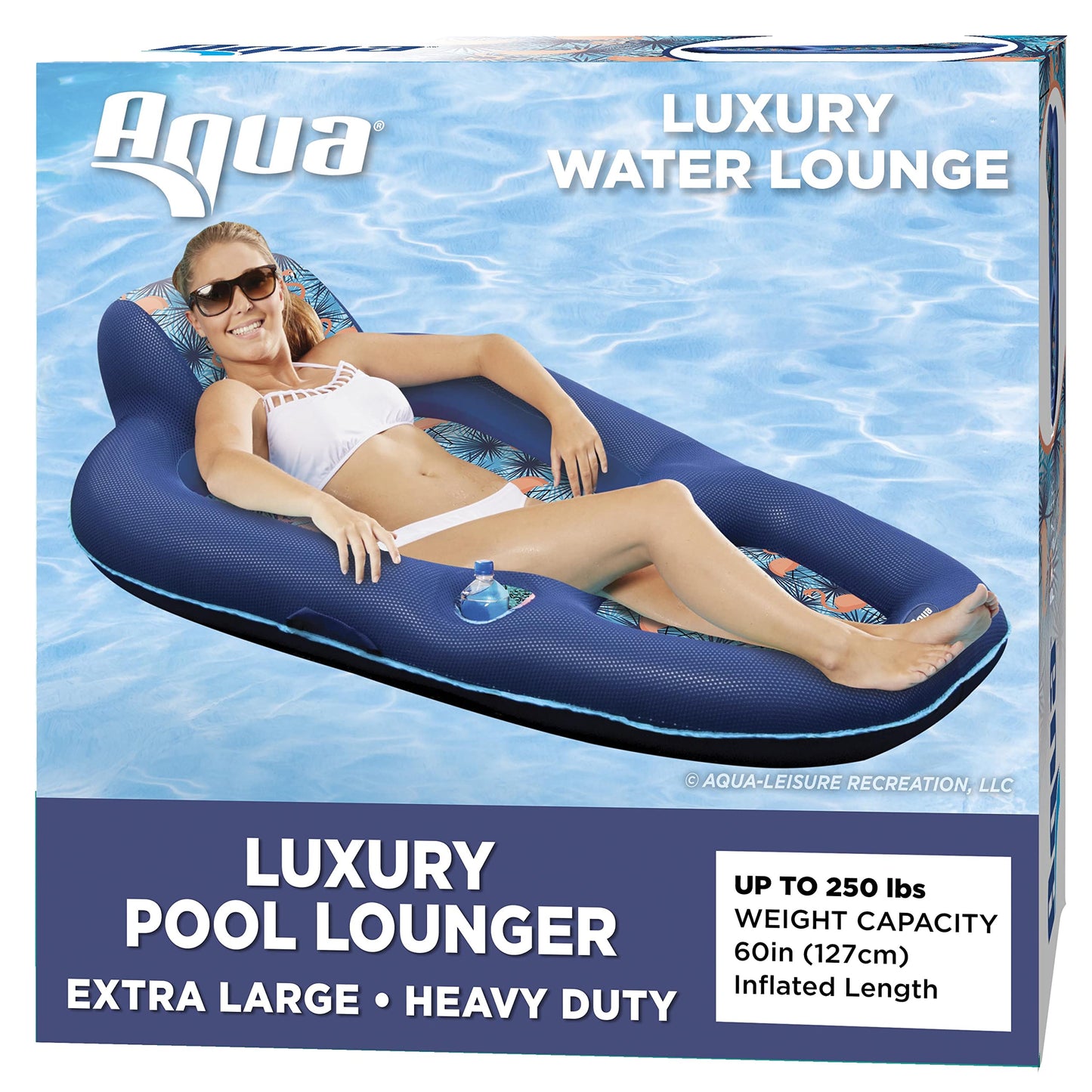 Aqua Luxury Pool Float Lounges, Recliners, Tanners – Multiple Colors/Styles – for Adults and Kids Floating XL Lounge Palm Beach Flamingo