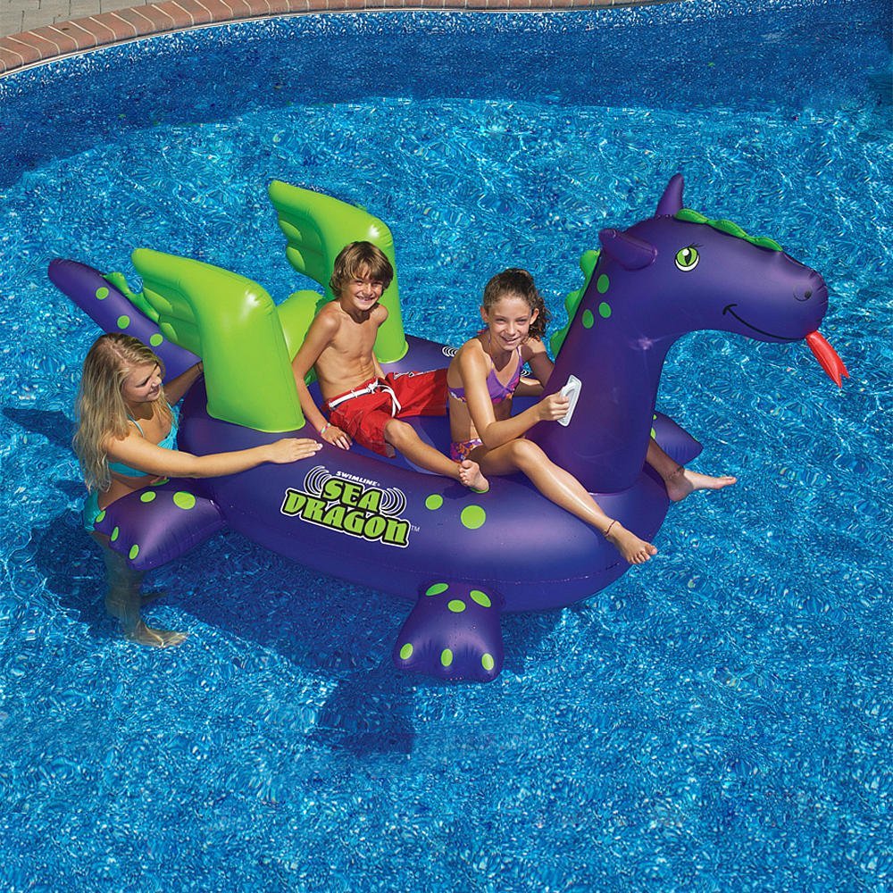 SWIMLINE Original Giant Ride On Inflatable Pool Float Lounge Series | Flotteurs W/jambes stables ailes grand gonflement ridable été plage natation fête grand radeau tube décoration Tan jouets pour enfants adultes Sea Dragon