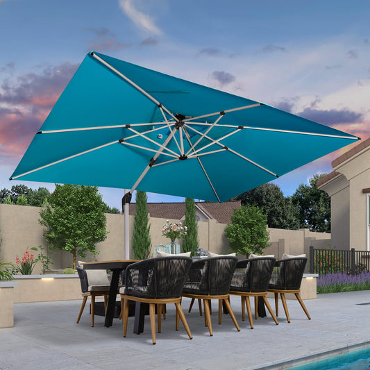 Patio Umbrella Outdoor Rectangle 10' X 13' Turquoise Blue